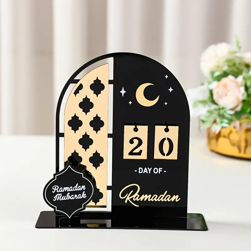 1pc Elegant Ramadan Mubarak Countdown Calendar - Black & Golden