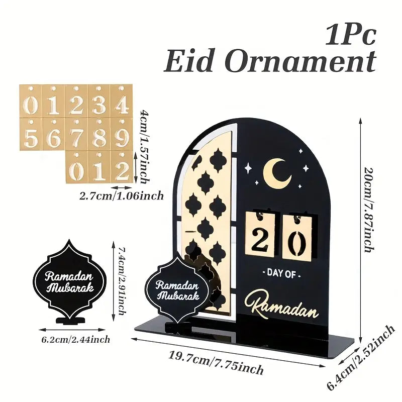 1pc Elegant Ramadan Mubarak Countdown Calendar - Black & Golden