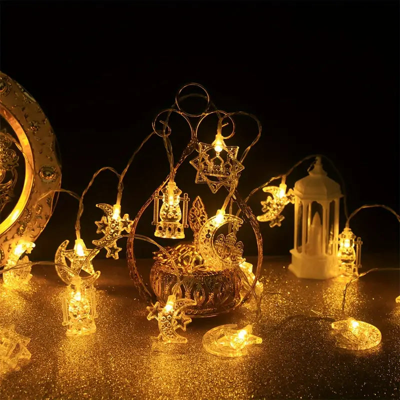 1pc Elegant Ramadan String Lights - 2m/3m, 10/20 LEDs, Moon & Star