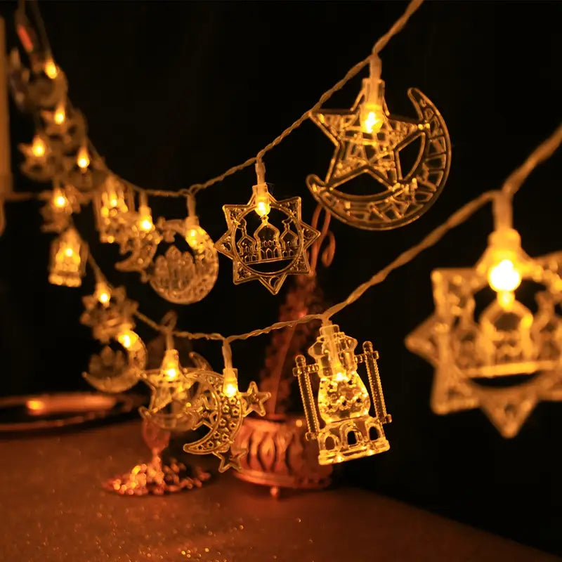 1pc Elegant Ramadan String Lights - 2m/3m, 10/20 LEDs, Moon & Star