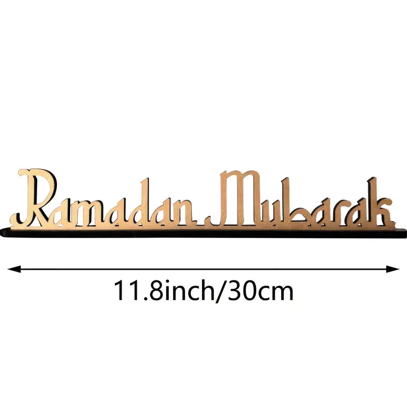 Elegant Wooden "Ramadan Mubarak" Table Sign